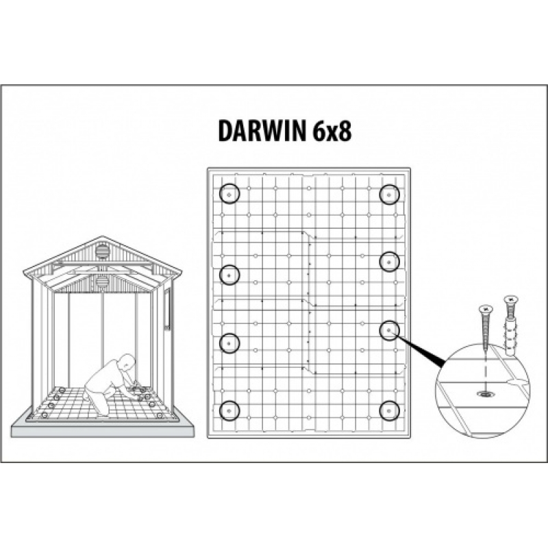 Хозблок, сарай для дачи пластиковый Darwin 6х8 (1.89 х 2.43 х 2.18 м)