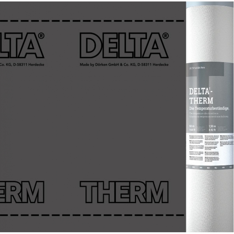 DELTA-THERM PLUS, термостабильные диффузионные мембраны для металлических кровель, имеет интегрированные клеевые зоны