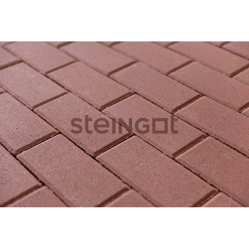Плитка тротуарная Steingot, прямоугольник, цвет: темно-красный (верхний прокрас), 200х100х60 мм