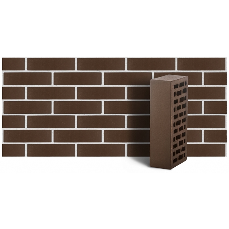 Кирпич ЛСР, лицевой керамический, Темно-коричневый, гладкий, утолщенные стенки, 250x120х65 мм, пустотелый