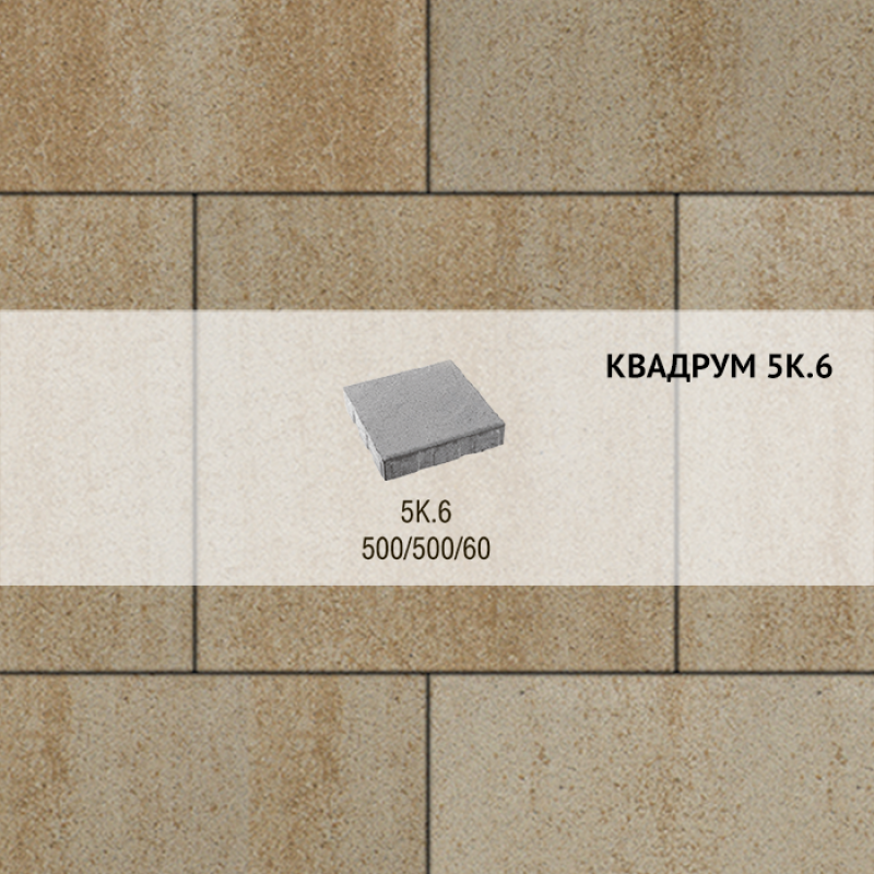 Плитка тротуарная Выбор, квадрат, искусственный камень, 500х500х60 мм, 5К.6 Степняк