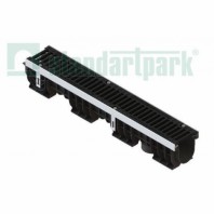 Лоток водоотводный пластиковый, с чугунной решеткой, Standartpark серия PolyMax Drive, DN 100, Н170