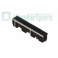 Лоток водоотводный пластиковый, с чугунной решеткой, Standartpark серия PolyMax Drive, DN 100, Н216