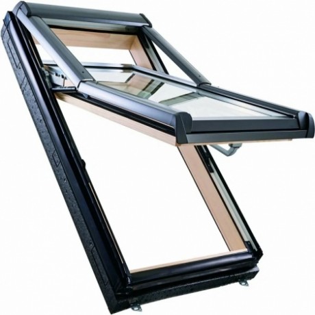 Мансардное окно Roto Designo R7 WD, однокамерное, 65x118 см, дерево, ручка снизу