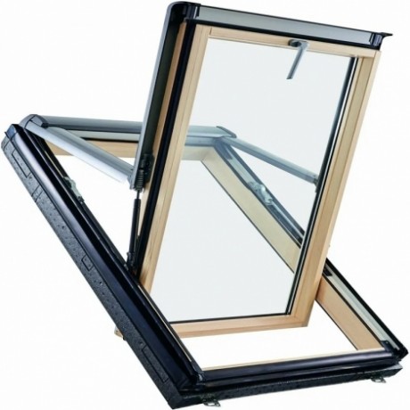 Мансардное окно Roto Designo R7 WD, однокамерное, 65x118 см, дерево, ручка снизу