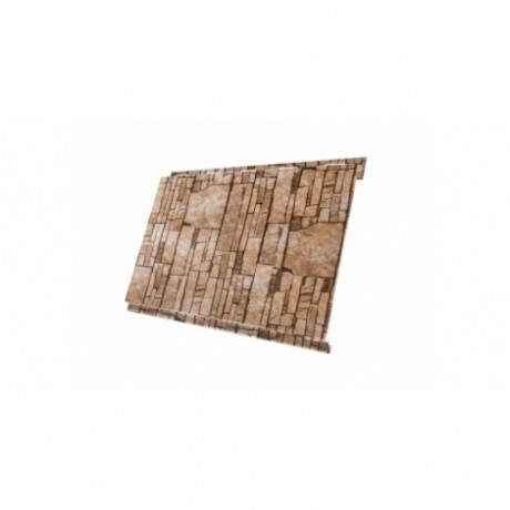 Металлический сайдинг Вертикаль Classic GL 0,45 Print Twincolor с пленкой, цвет: Sand Stone