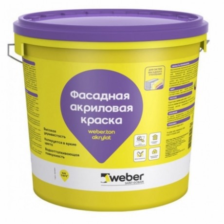 Фасадная акриловая краска weber.ton akrylat, белая база, 25 кг