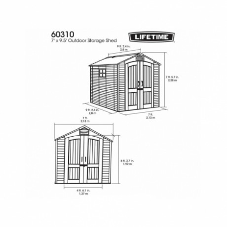 Пластиковый сарай Пластиковый сарай WOODLOOK 7х9.5 (2.04 х 2.75 х 2.27 м)