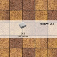 Плитка тротуарная Выбор, квадрат, листопад гранит, 200х200х60 мм,2К.6 Осень