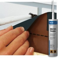 DELTA-THAN универсальный клей для гидроизоляционных плёнок в местах нахлёста и примыкания из кирпича, бетона, дерева.